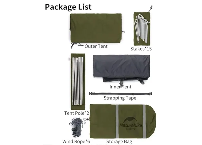 Палатка трехместная Naturehike P-Series CNK2300ZP028, темная оливковая Фото 2